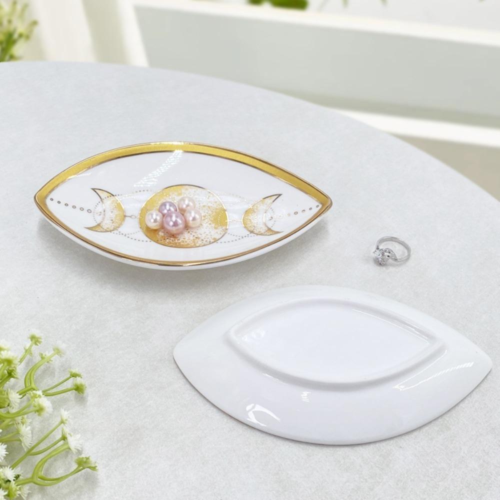 Oval Decorative Plate Eye Shape Dessert Plate Desktop Organizer Plate Jewelry Tray  Gift