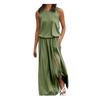 Женское пляжное платье с круглым вырезом, без рукавов, эластичное, с высокой талией, макси