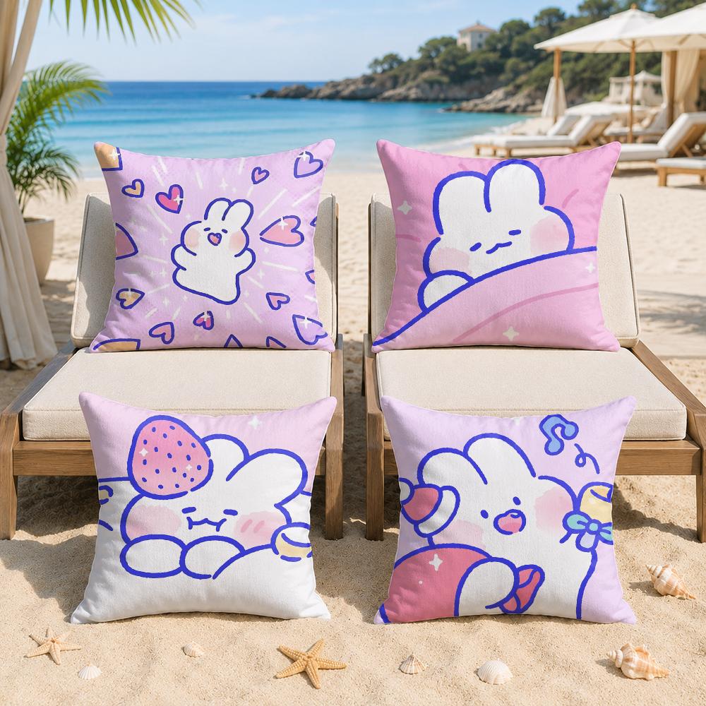 MMongMong Rabbit Cute Cushion Cover Silky Short Plush Invisible Zipper Dustproof Sofa Pillow Case For Home Decor