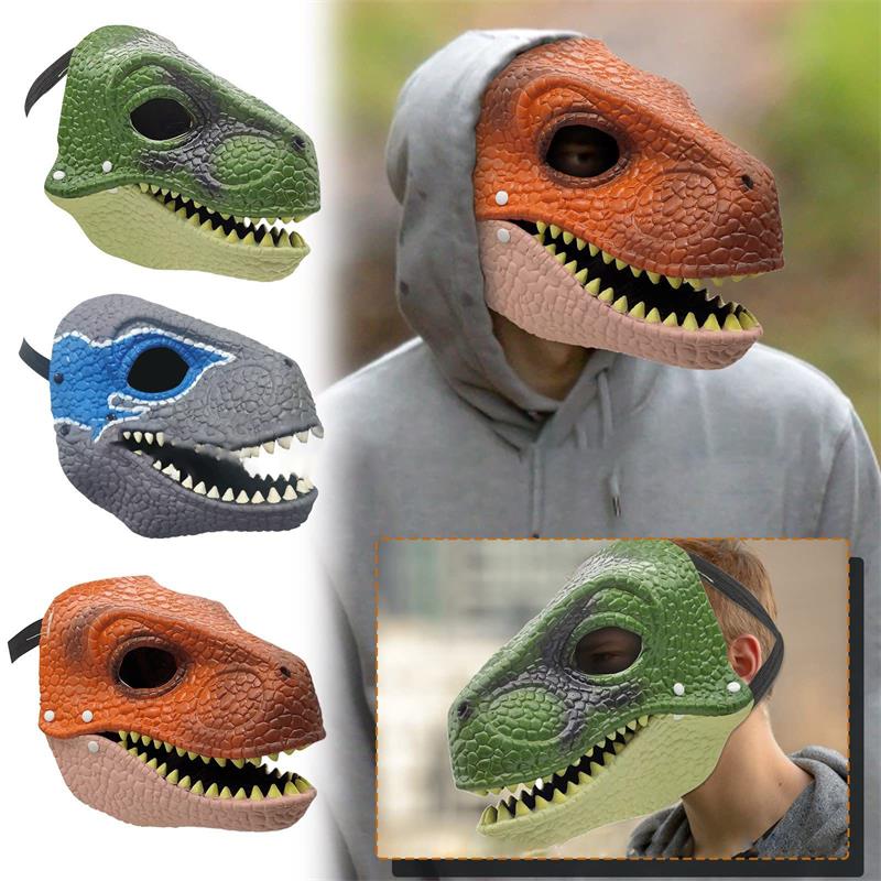 New Movable Jaw Dino Mask Dragon Mask Moving Jaw Dinosaur Decor Mask For Halloween Party Cosplay Mask Decoration Funny Toy