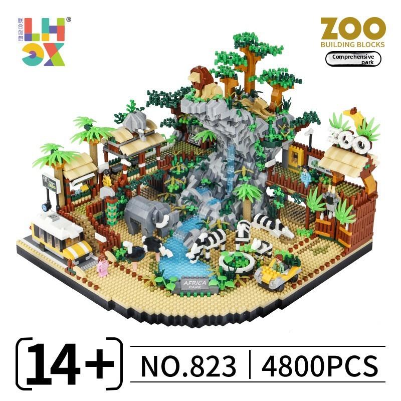 Scene Zoo Desert Assembly Building Block Model Ornament For Gift Children
