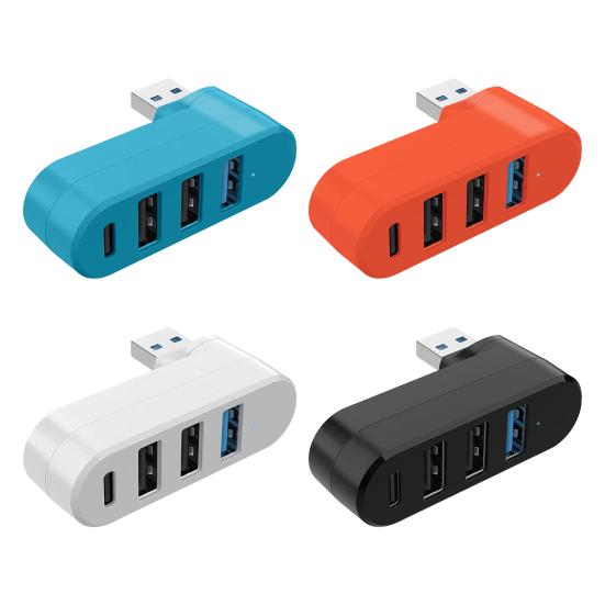 4-портовый USB 3 Скорость передачи Универсальный хаб 5 Гбит/с Подключи и работай Вращаемый на 180 градусов USB