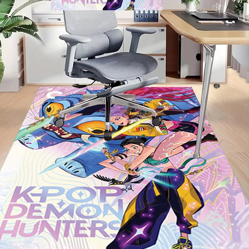 Ковер Kpop Demon Hunters для игровой комнаты, спальни, гостиной, дивана, домашнего декора, детский игровой коврик, нескользящий коврик для пола