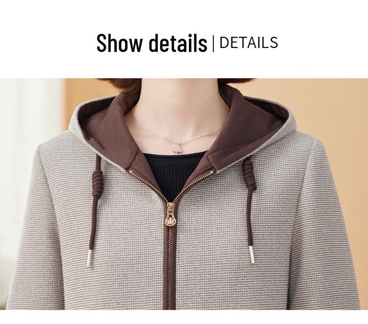Trendy Autumn Hooded Jacket for Middle-Aged and Elderly Women