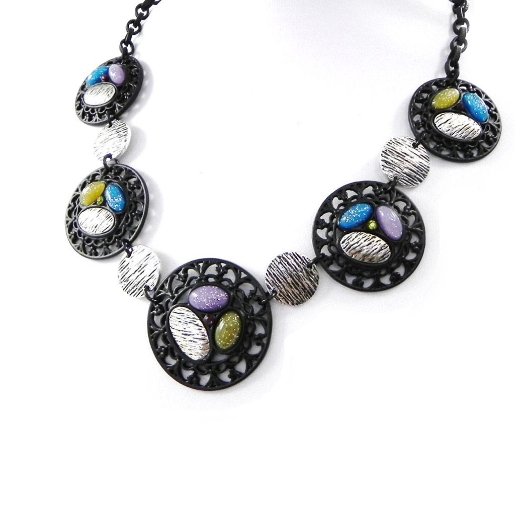 NOA [H9050] - Дизайнерское колье «Кармен» сине-зелено-фиолетовый