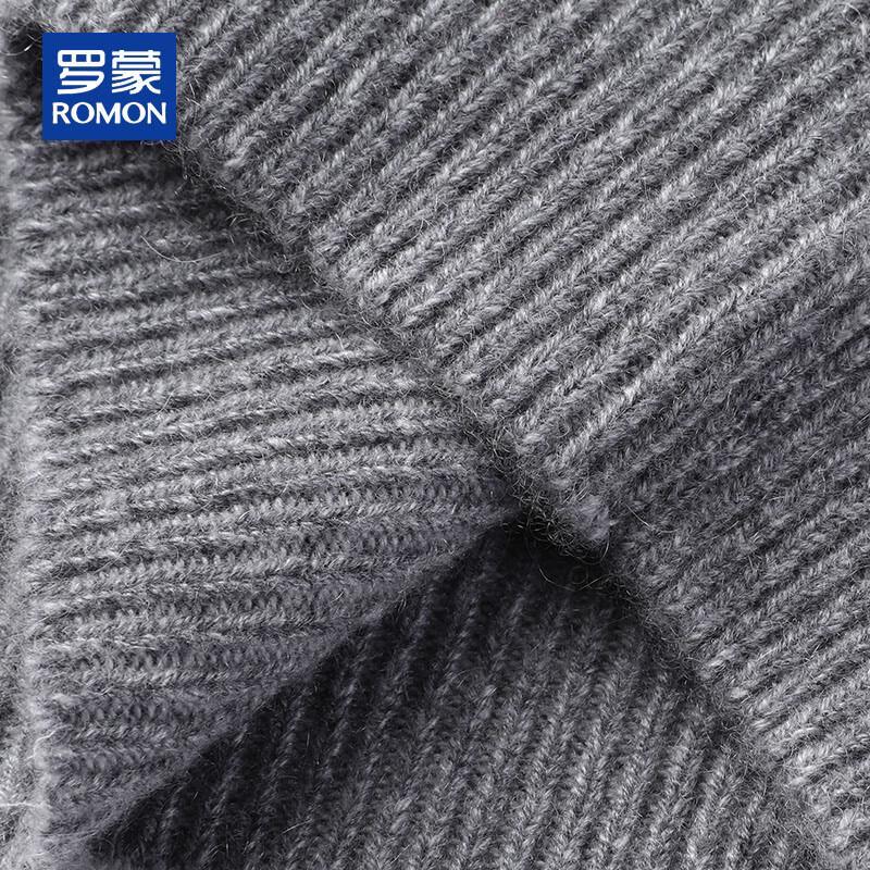 Romon Men's 100% Pure Cashmere Thickened Round Neck Sweater