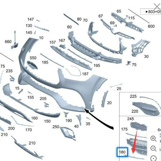 Mercedes-Benz W167 GLE Front Bumper Fog Light Frame Trim