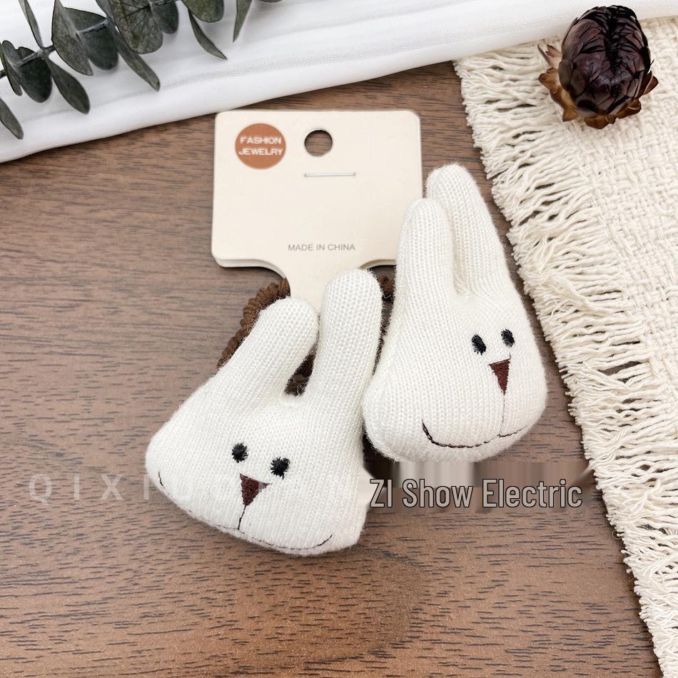 Детские тканевые мультяшные заколки и резинки для волос с кроликами - Корейские аксессуары для волос для непослушных волос