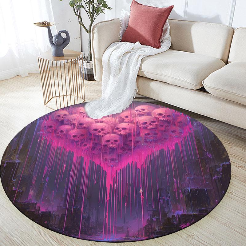 Skull pattern round rug,Carpet Rug for Living Room Bedroom Playroom ,Non-slip Floor Mat,Holiday Gifts and Birthday Gifts.