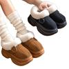 High-heeled thick-soled cotton slippers women's simple plush slippers autumn and winter warm and non-slip