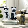 Modern Simple Ribbon Glasses Dog Ornaments Resin Crafts Home Desktop High-end Decoration Gift