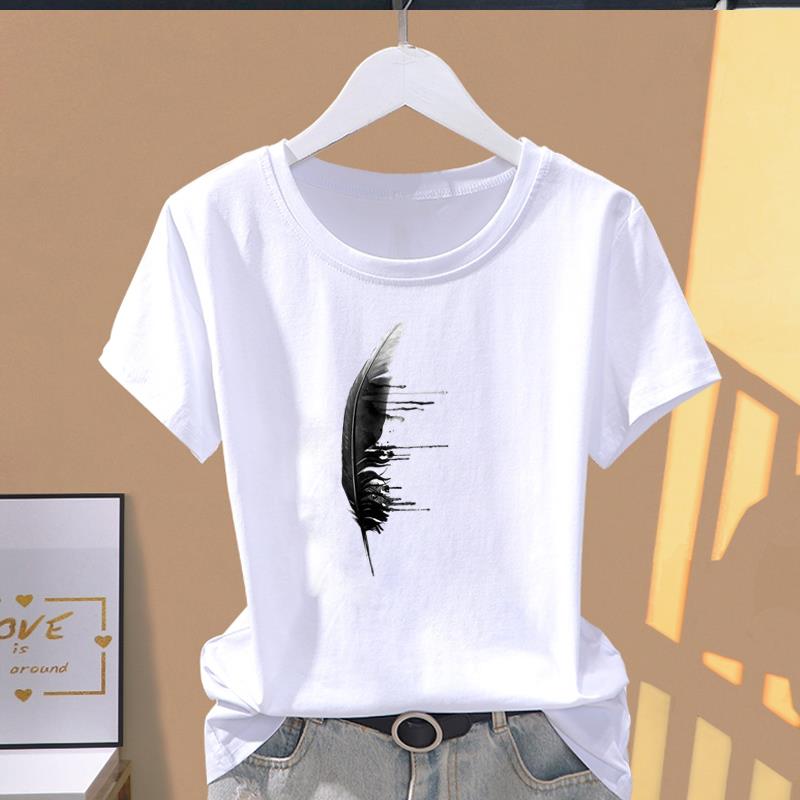 (Азиатский размер) Модный цветочный принт, сладкий тренд, милая футболка с рисунком 90-х годов, женская повседневная футболка, повседневная женская летняя футболка с коротким рукавом