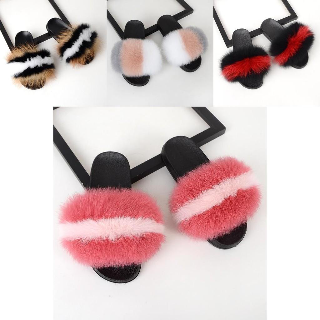 Interactive Women's Fluffy Fur Slippers Sandals Soft Lady Slides