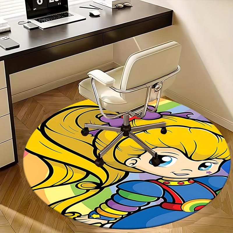 Rainbow Brite Colorful Cartoon Chair Mat - Round Carpet for Home Decor
