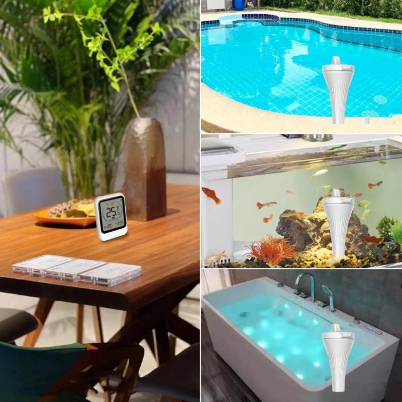 Multiple Sensors Water Temperature Monitor Floating Probes Digital Display High Low Record for Pools Hot Tubs & Fish Tanks