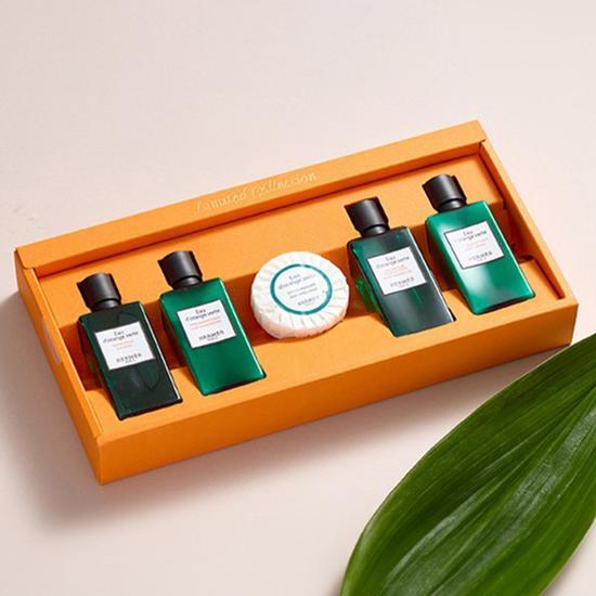 Дорожный набор для волос и тела Hermes Odorange Verte (Шампунь 40 мл + Кондиционер 40 мл + Гель для душа 40 мл + Лосьон для тела 40 мл + Парфюмированное мыло), Корейский уход за телом