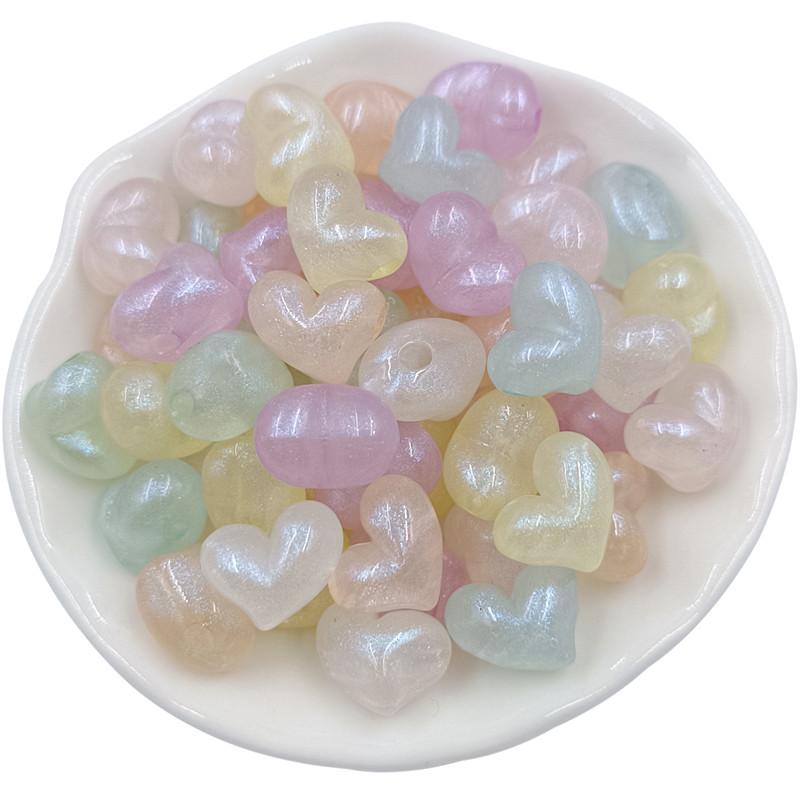 Acrylic Jewelry Making Fluorescent Powder Loose Beads 10pcs Macaron Beading Material Pointed Heart/Star For Bracelet Necklace Beads