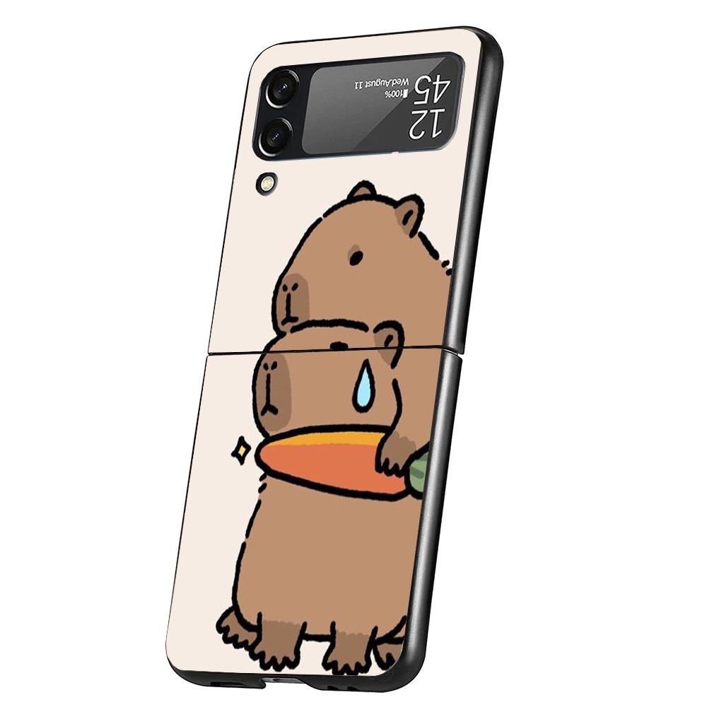 Funny Capybara Cartoon Animal Phone Case For Samsung Galaxy Z Flip 7 6 5 4 3 5G Cover ZFlip7 ZFlip6 ZFlip4 ZFlip5 ZFlip3 Coque F