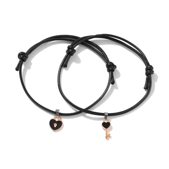 1 пара браслетов для пар, магнитные регулируемые плетеные веревки, эластичные ретро декоративные подарки, ключ для любви