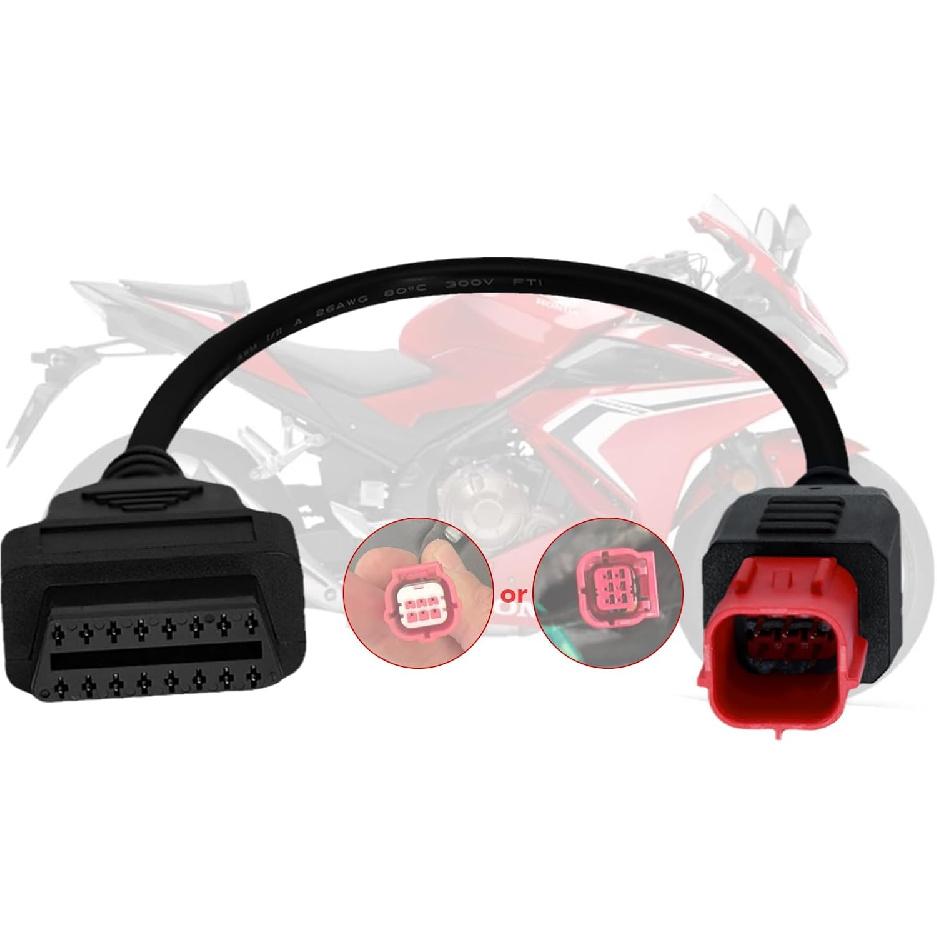 6-контактный адаптер-кабель OBD2, Подходит для Guzzi Kawasaki Suzuki Yamaha Piaggio Vespa Honda Мотоцикл, Диагностический кабель OBD, 6-контактный разъем Euro5, Совместим с CAN Bus