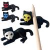Подставка для ручек в виде кота, 3D-печать, украшение в виде черного кота, фигурка кота со съемной маской-черепом для дома, офисного стола, украшение на Хэллоуин