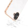 For iPhone 16 Case Electroplating Phone Cover PU Leather+TPU Litchi Texture Case - White