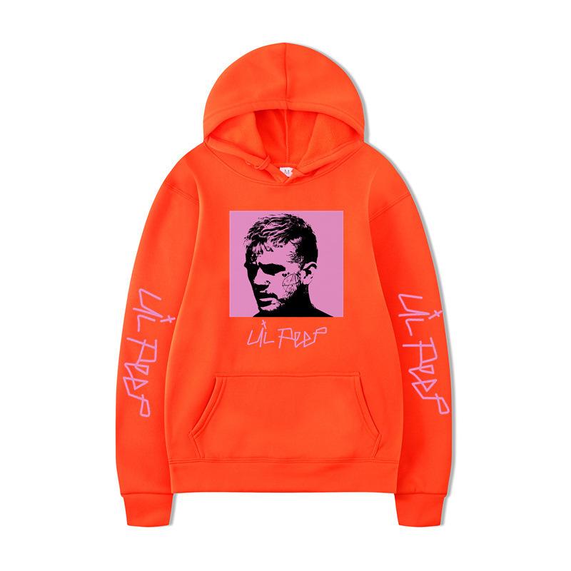 Худи Lil Peep – Унисекс Черная Флисовая Толстовка, Розовый Квадратный Портрет и Рукописный Текст на Рукаве, Уличная Одежда в Стиле Emo Rap