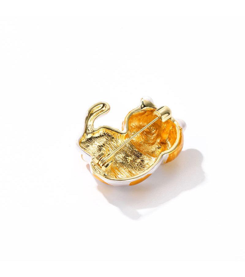 Female Fashion Enamel Cute Cat Brooches For Women Luxury Yellow Gold Color Alloy Animal Brooch Safety Pins