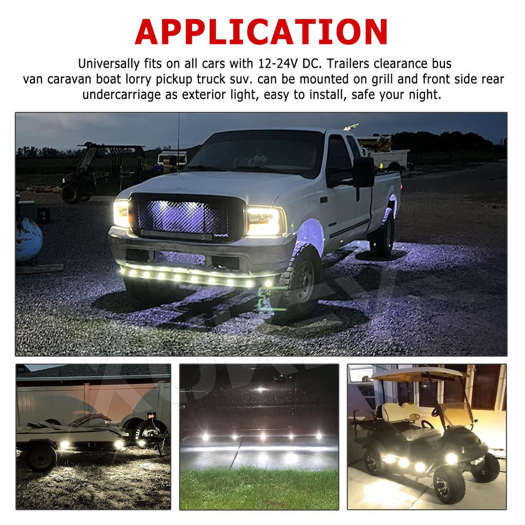 10x белых мини круглых 3/4" габаритных фонарей для решетки радиатора, боковых габаритных огней, светодиодных фонарей 12 В 24 В для прицепа, каравана, кемпера, автофургона, дневных ходовых огней