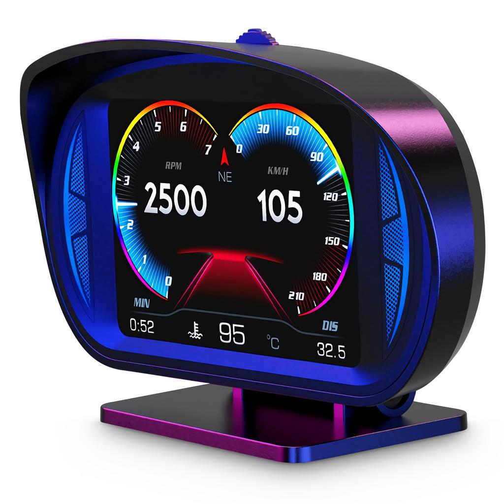 ChoiQua Car OBD2 Meter, Speedometer, Tachometer, GPS+OBD+Inclinometer Mode Multimeter with Fault Diagnosis and Warning Function