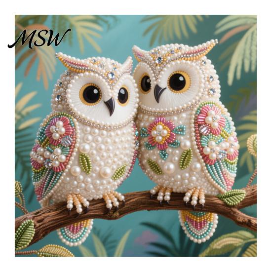 Decorative Gem Painting for Home Luxury Faux Pearl Rhinestone Kit, 25x25cm DIY Resin Art with Animal Kit Floral Patterns, Stress Relief Hobby