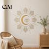 Healing Home Decor Stickers Bohemian Sun & Moon Wall Stickers, Retro Ethnic Waterproof PVC Decals, Artistic Removable Art for Living Room Decor, Peel