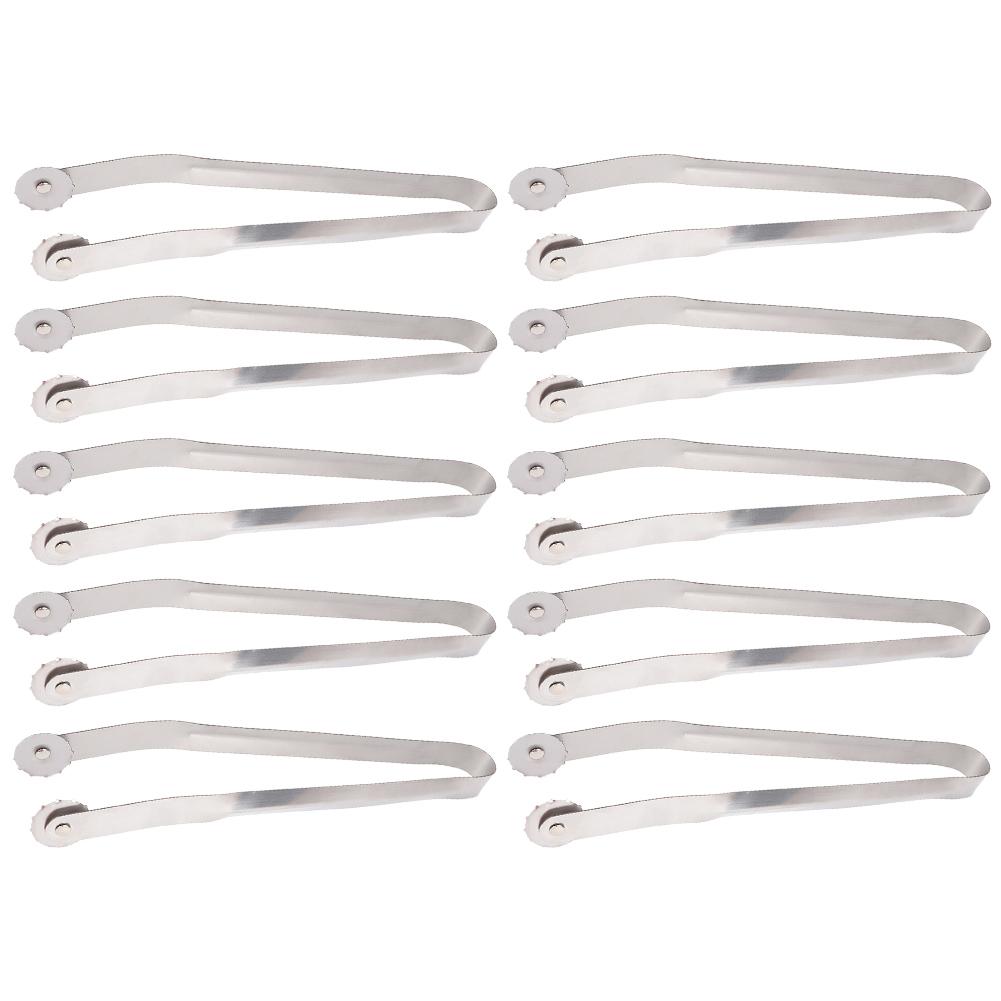 2-10pcs BBQ Sausage Turning Tongs Kitchen Hot Dogs Cooking Clip Stainless Barbecue Long Handle Tongs for Flipping Bacon Steak