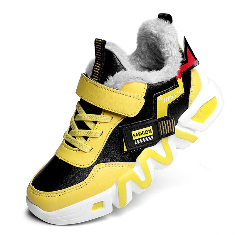 Детские теплые зимние сапоги. Детская зимняя хлопчатобумажная обувь. Нескользящие теплые плюшевые сапоги на открытом воздухе. Теплая меховая обувь с высоким берцем. Водонепроницаемые теплые кроссовки.