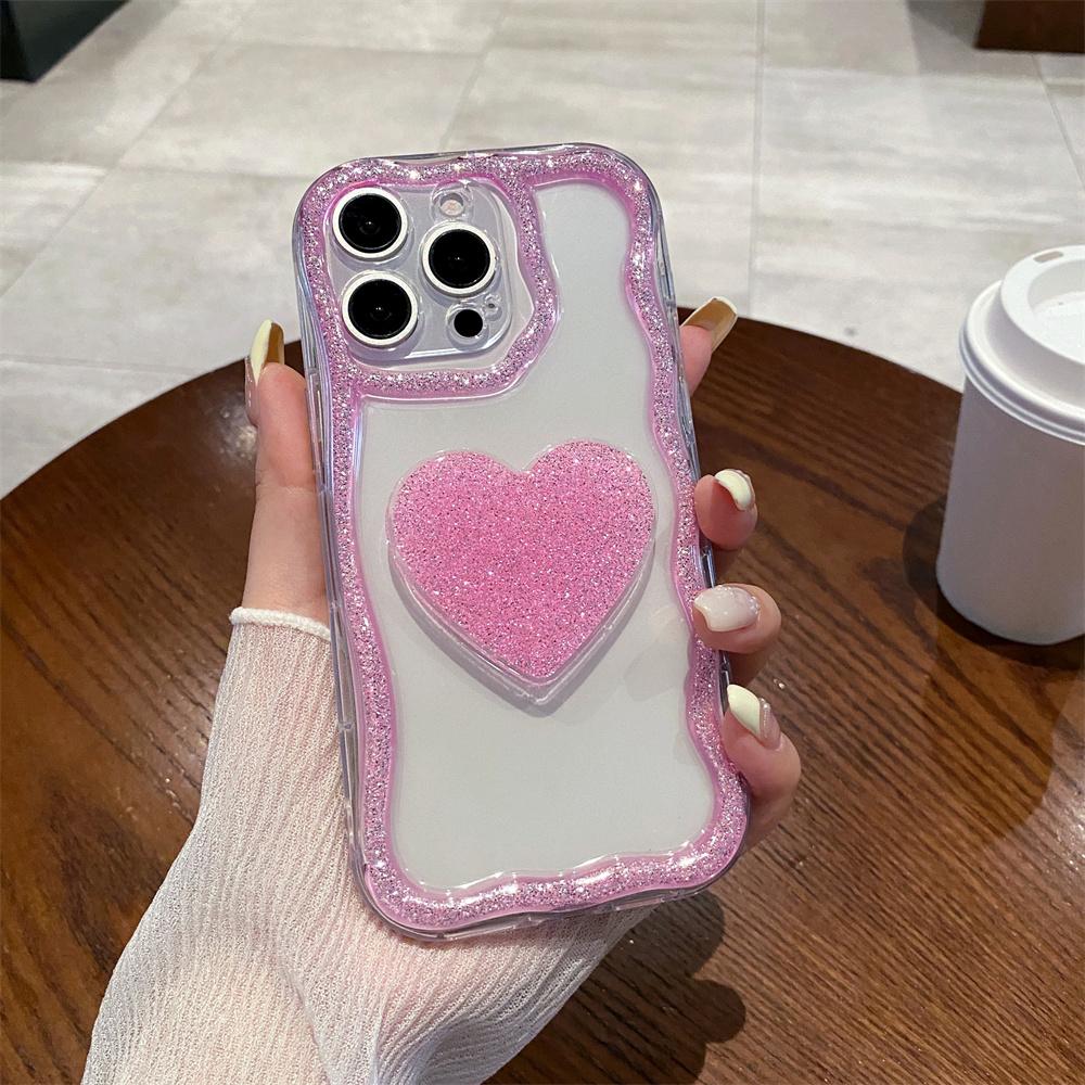 Чехол для телефона с блестящим бриллиантовым сердцем для iPhone 16 15 14 13 12 11 Pro Max Plus, симпатичный 3D-чехол с сердечком, противоударный