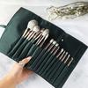 14Pcs Pro Makeup Brush Set - Soft Nylon Bristle Resin Rod Palm Brush Design for Flawless Foundation Eye Shadow Brow Application