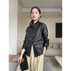 Spring and Autumn New Genuine Leather Vegetable Tanned Sheepskin Women's Shirt Collar Short Casual Simple Leather Jacket Jacket