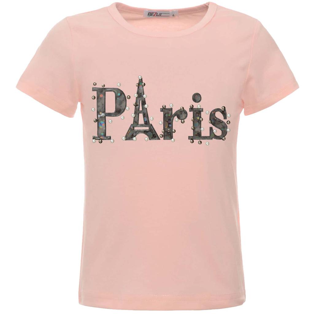 Футболка для девочек с искусственным жемчугом и голограммой