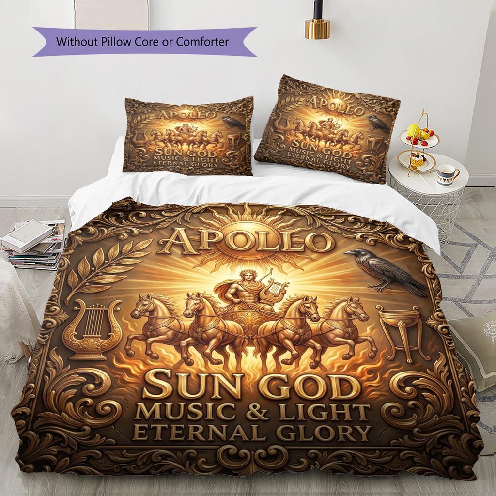 Apollo, the sun god Pattern Bedding Quilt Set Quilt Cover Pillowcase Home Decoration Birthday Gift (1 * duvet cover + 2 * pillowcase, without core)
