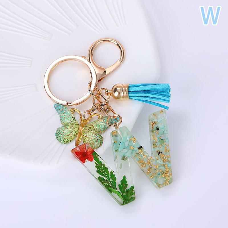 AZ Dreamy Sequin Letters Брелок для женщин Подвеска-бабочка с кисточками Инициал Брелок для кошелька Подвеска для сумок Амулеты Автомобильный брелок