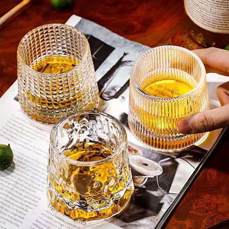Креативные стаканы для виски, прочная вращающаяся стеклянная посуда, коктейли, вино, бренди, кружка для воды, сока, чая, стакан для вечеринки