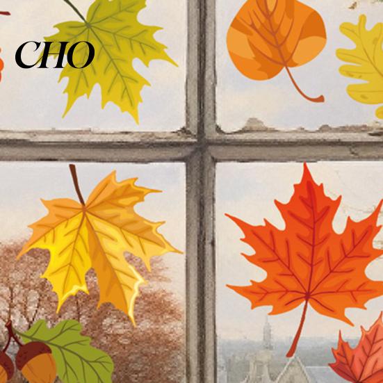 Autumn Maple Leaf Window Clings 6Pcs Fall Clings, Pumpkin Thanksgiving Theme Party Supplies Decorative Stickers, Adhesive-Free Decals for Home Office