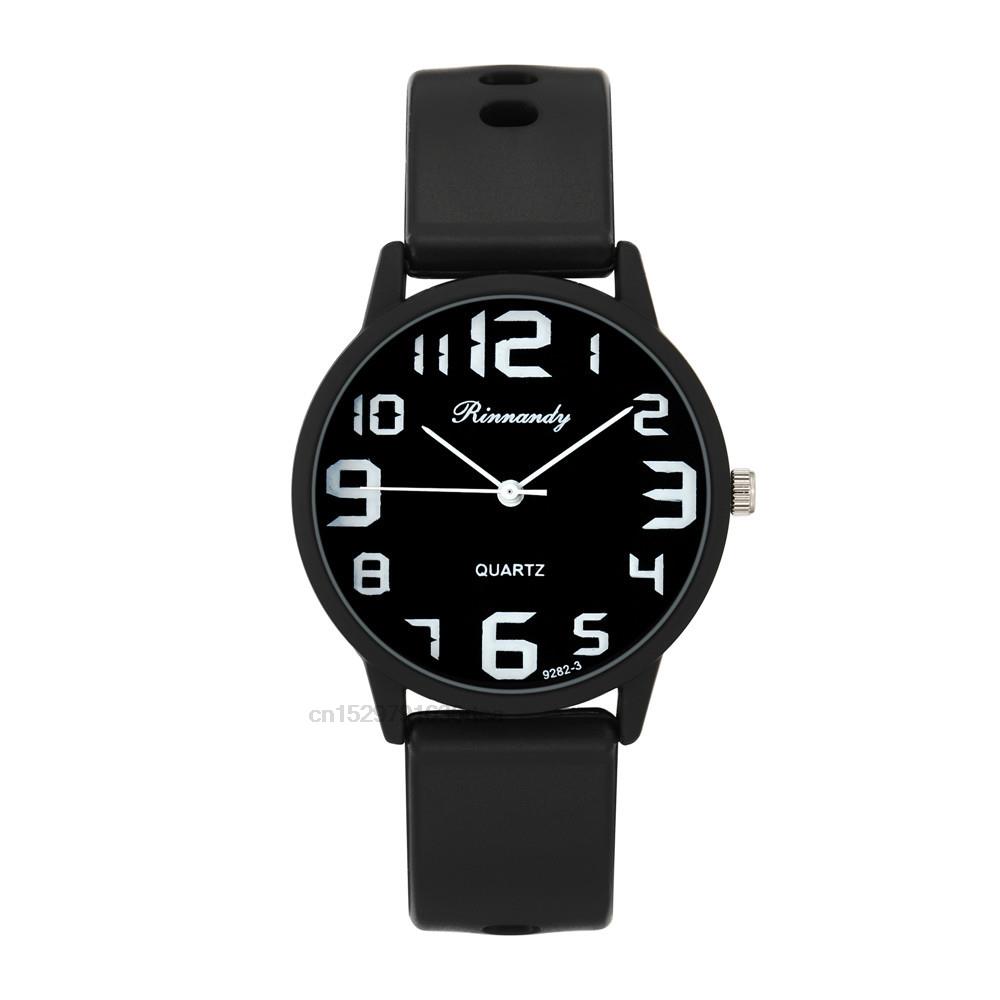 Женские силиконовые часы Минималистичный циферблат с цифрами Женские кварцевые наручные часы