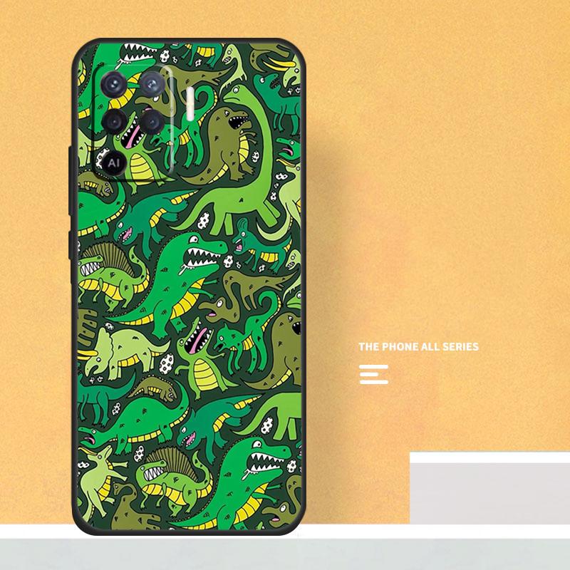 Dinosaur Pattern Case For Oppo A40 A60 A80 A78 A98 A58 A38 A18 A54 A74 A94 A96 A76 A16 A15 A17 A57 A5 A6 Pro