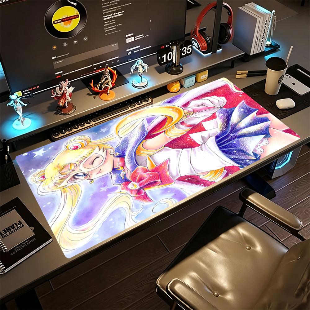 Moonlit Sailor Magic Gaming Mouse Pad Office Mouse Mats Ultra-Long Desk Mat Non-Slip Rubber Bottom Computer Desk Office Decoration Accessory