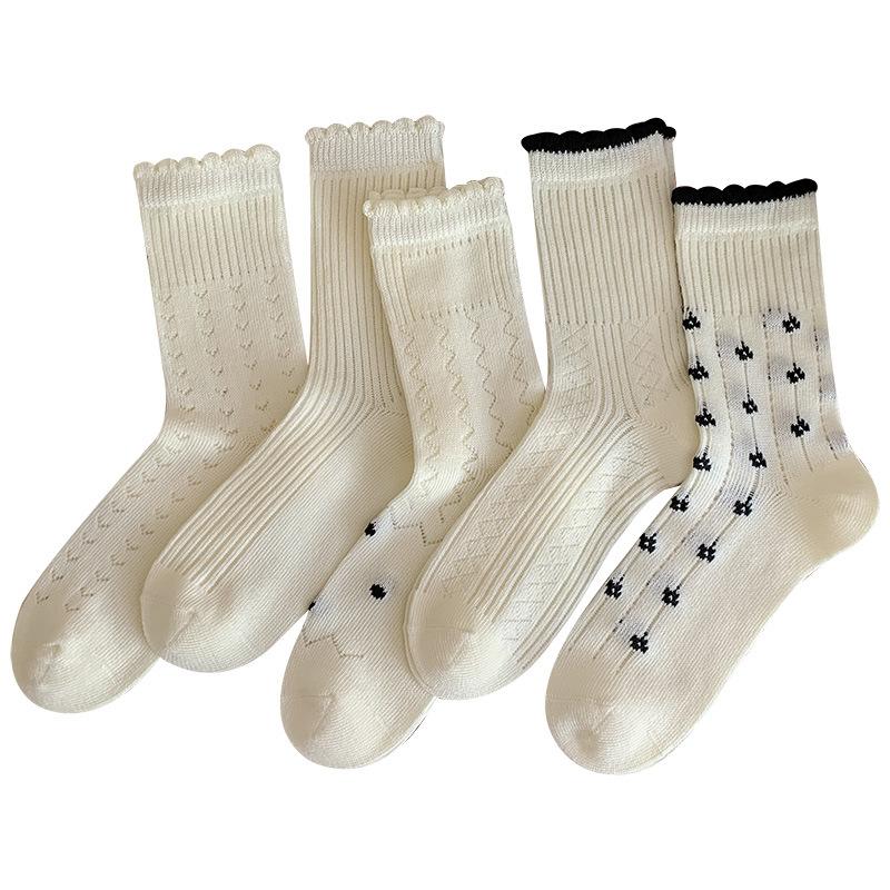 Женские летние тонкие новинки дышащая сетка темный цветок свободный раструб студенческий стиль носки-гольфы