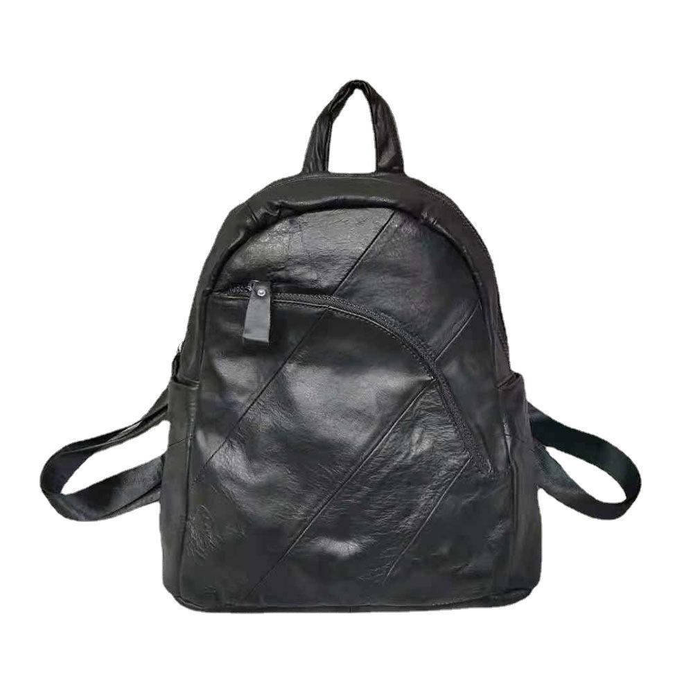 Кожаный рюкзак, женская сумка, первый слой, воловья кожа, большой емкости, дорожная сумка, черная