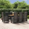 VidaXL 9pcs Garden Dining Set and Cushions Black Wicker, Dining Set, Dining Set 3185082