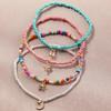 4Pcs Foot Chains Vibrant Color Exquisite Pendant Eye-catching Colorful Women Elastic Beaded Anklet Jewelry
