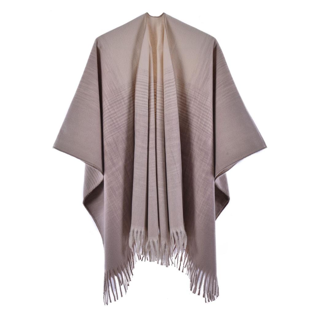 European and American Sytle Women's Solid Color Pashmina Shawl Autumn Winter Warm Cape Plain Cloak